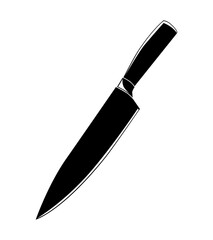 simple vector kitchen knife, black silhouette isolated on white