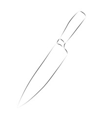 simple vector kitchen knife, hand draw skecth line art, isolated on white