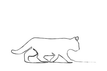 walking simple vector crayon or chalk sketch single one or continuous line