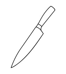 simple vector kitchen knife, outline line art, isolated on white