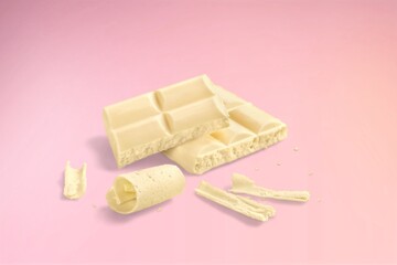 Tasty sweet chocolate bar on color background.