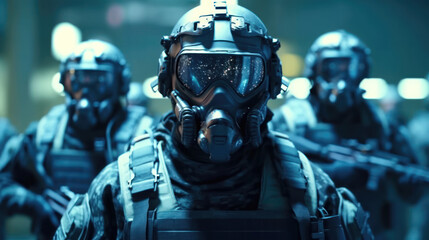 Fototapeta premium Covert Intelligence A Realistic Image of a Special Forces Team with Surveillance Equipment and Stea AI Generative