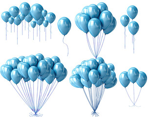 Set of blue metallic ballons isolated