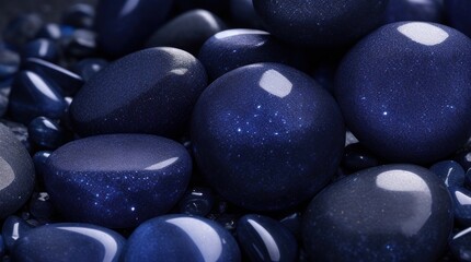 Blue pebbles on black background made with Generative AI