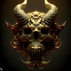 A macabre skull of a mythical creature, intricate, Dark Paradise Generative AI