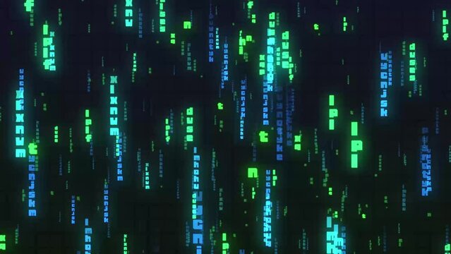 サイバー感のある文字空間背景_ループ再生に対応/4Kサイズ