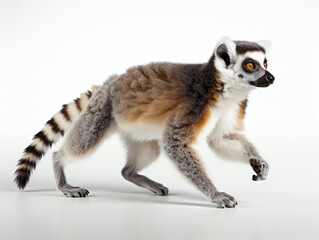 Obraz premium Lemur waling on a white background