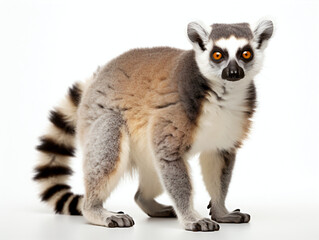 Lemur standing on a white background