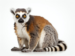 Lemur sat on a white background