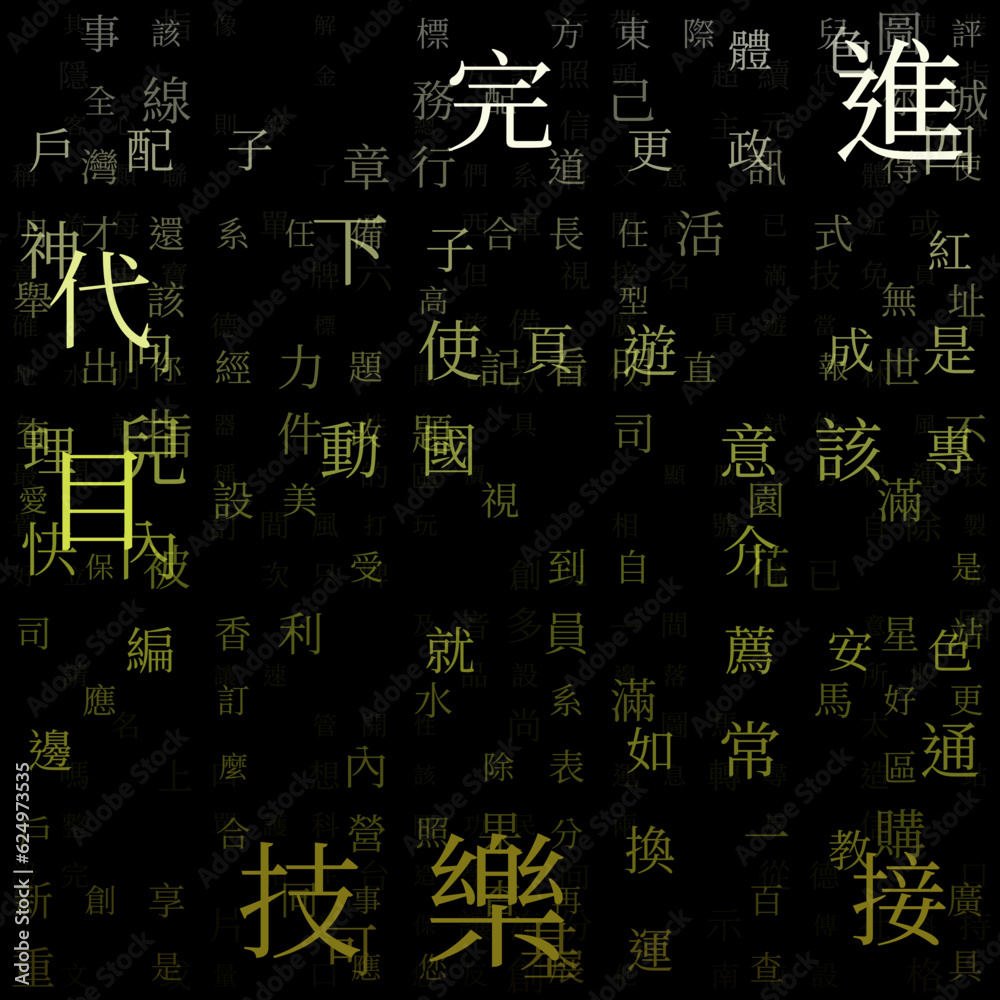 Poster digital background. random characters of chinese traditional alphabet. gradiented matrix pattern. li