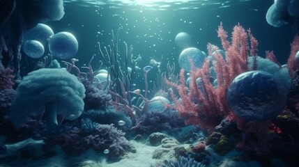 Discover the Enchanting Underwater World: Vibrant Coral, Tropical Fish, and Hidden Treasures Await in the Majestic Deep Sea, generative AI
