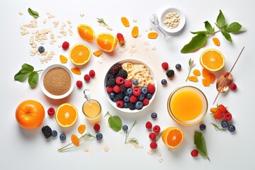 Healthy oatmeal with summer berries, blueberries, raspberries, strawberries in a bowl. The concept of clean healthy food. ai generative