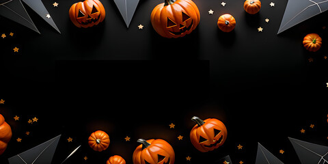halloween background with pumpkins border