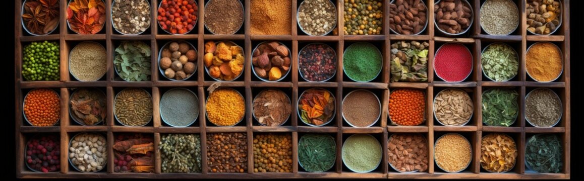 Digital illustration of various spices, Indian cuisine. Generative AI