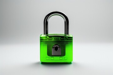 Technological padlock with green light, technology and security concept. Generative AI