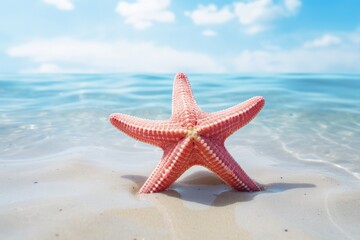 Obraz na płótnie Canvas Landscape with starfish on the beach. Generative AI