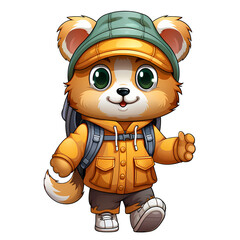 Naklejka premium Cute Animal With Backpack Illustration