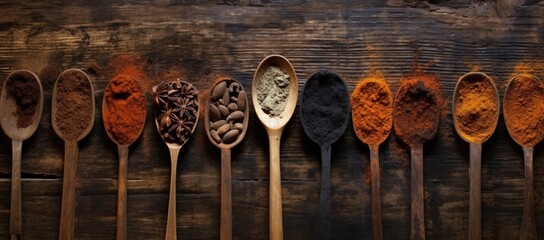 Digital illustration of various spices and condiments, Indian cuisine. Generative AI