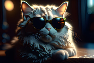lonely cat wearing sunglasses. Generative AI