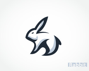 stand cartoon easter bunny rabbit logo design template illustration