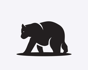 walking bear black white logo symbol design template illustration inspiration