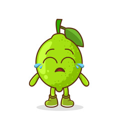 Cute funny crying sad lime fruit character.