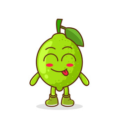 Cute lime character is teasing and sticking out his tongue. eyes closed tongue out emoji