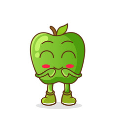 Cute, funny cartoon green apple character. Illustration of a cute green apple character who is pleased