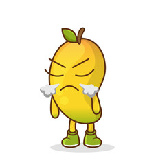 Angry evil mango fruit cartoon character. Cute funny cartoon mango character