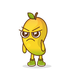 Angry. fruit character vector. mango character illustration, Cute mango character with angry expression vector illustration.