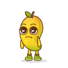 annoyed expression of the cute mango fruit cartoon character