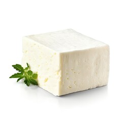 Feta cheese block isolated transparent or white background | Generative AI
