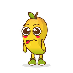 mango character in sweet expression while sticking out her tongue
