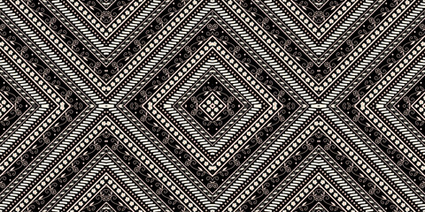 Seamless Kasuri pattern in triba,Gyp sy.Figure tribal embroidery.Indian,l.Aztec style abstract vector illustration.Ethnic stripe seamless pattern.textured ornament illustration,clothing and other.