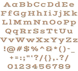 Alphabet, Set, Letters, Numbers, Letter,..Number, Decorative, Fancy, Fun, Font, 3D,..Text, ABC, Copper, Metal, Metallic