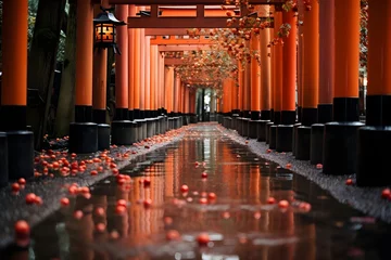 Gordijnen Fushimi Inari-taisha Shrine: A Journey Through Vermilion Torii Gates in Kyoto, Japan © BCFC