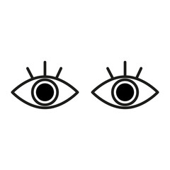 Pair eyes with eyelash. Icons of open eyes. Vector illustration. EPS 10.