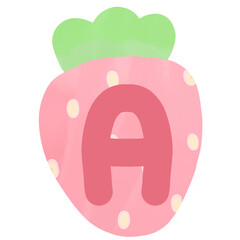 longhand character alphabet pink strawberry cute cartoon beautiful pretty fruit food handwriting  writing autograph green