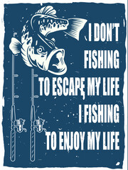 bass fishing poster design with quotes