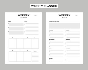 Daily weekly plan. 