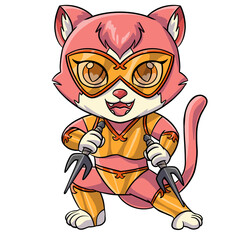 Cute cat superhero character