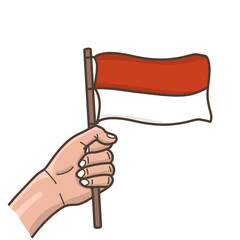 Hand Holding Indonesian Flag