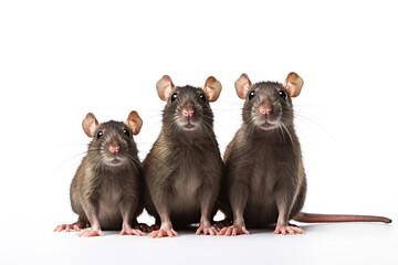 Image of family group of rats on white background. Wildlife Animals. Illustration, Generative AI.