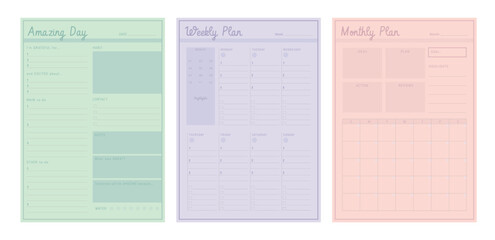 3 set of Daily weekly Monthly Planner. (Pastel) 
