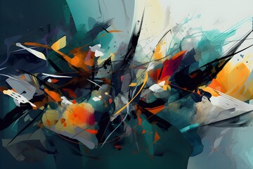 Colorful acrylic paint. Ink stain textures. A powerful abstract background. Generative AI