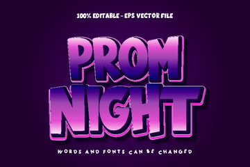 Prom Night Editable Text Effect Emboss Cartoon Style