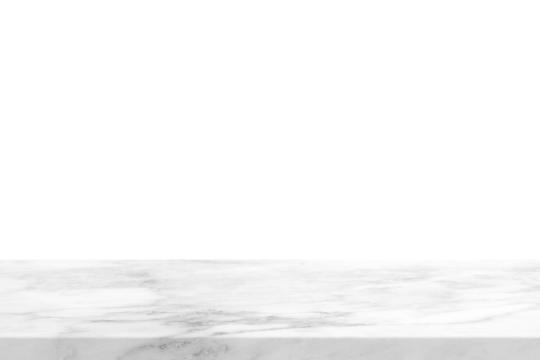 White Marble Table, Suitable for Product Presentation Backdrop, Display, and Mock up. (Transparent PNG File)	