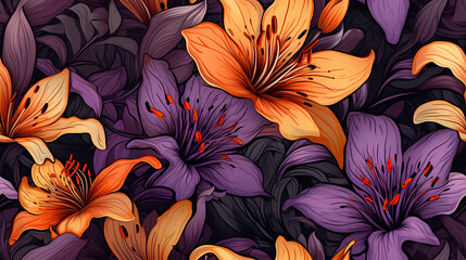 Seamless pattern illustration daily Lili flowers