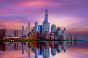 Fototapeta premium New York City with Manhattan Skyline over Hudson River,New York City, USA