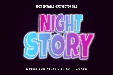 Night Story Editable Text Effect Emboss Neon Style